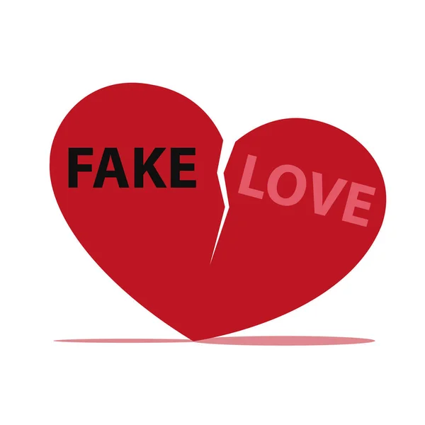 Amor falso em um ícone de coração quebrado —  Vetores de Stock