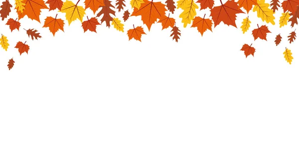 Automne orange et jaune feuilles tombantes sur fond blanc — Image vectorielle