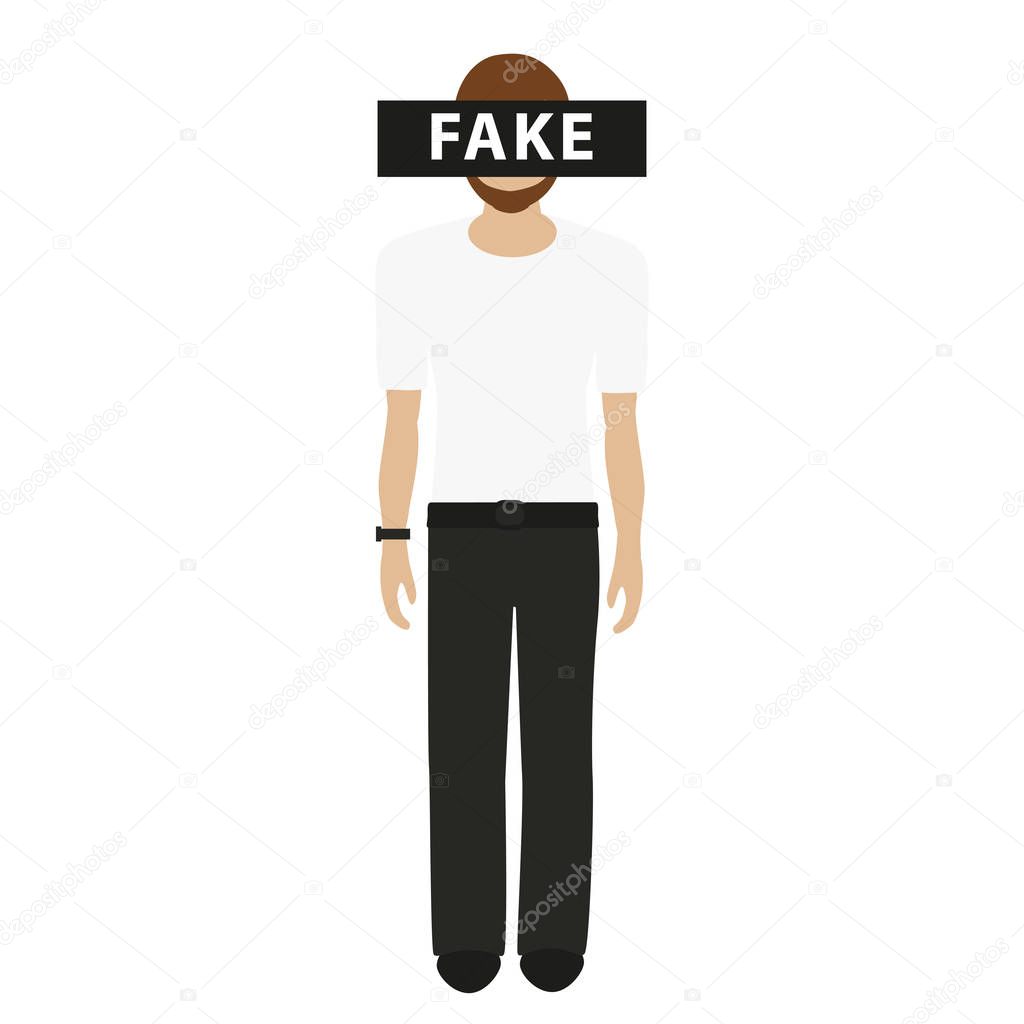 fake person man character on white background