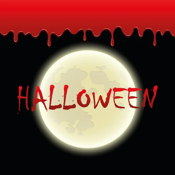 Sangre y luna llena en Halloween — Vector de stock
