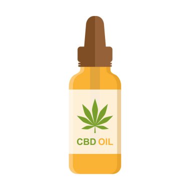 Beyaz arkaplanda izole edilmiş kenevir yaprağı içeren cbd yağ şişesi