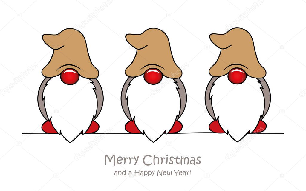 merry christmas greeting card with cute dwarf
