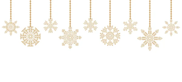 Flocons de neige dorés sur fond blanc — Image vectorielle