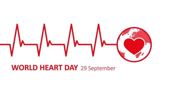 Всесвітній день серцебиття кардіографія графіка з землею — стоковий вектор