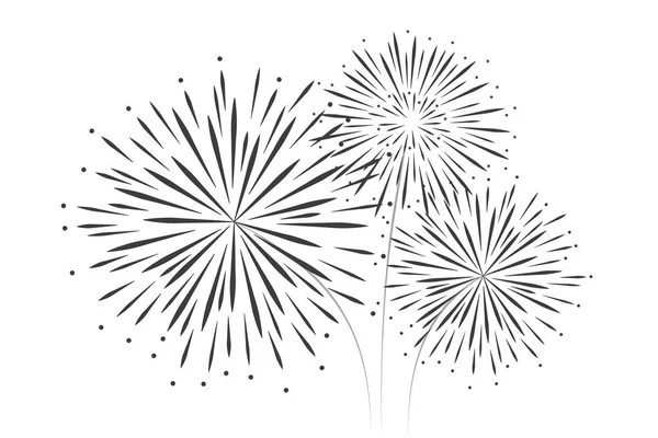 New year fireworks decoration isolated on white background — Stock Vector