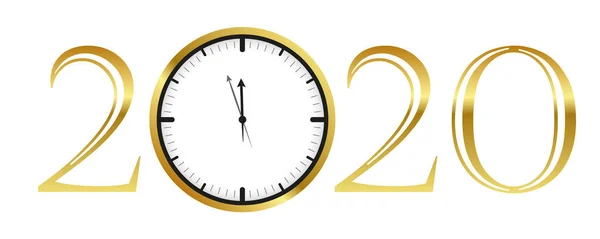 Ρολόι λίγο πριν το 2020 νέο έτος τυπογραφία χρυσού — Διανυσματικό Αρχείο