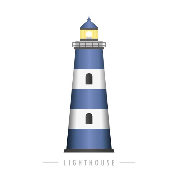Blue and white lighthouse isolated — Stock Vector