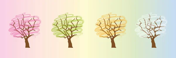 Дерево четыре сезона зима весна осень лето — стоковый вектор