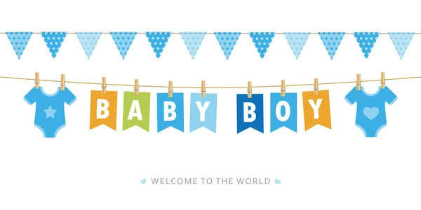 Es ist ein Junge Willkommenskarte für die Geburt — Stockvektor