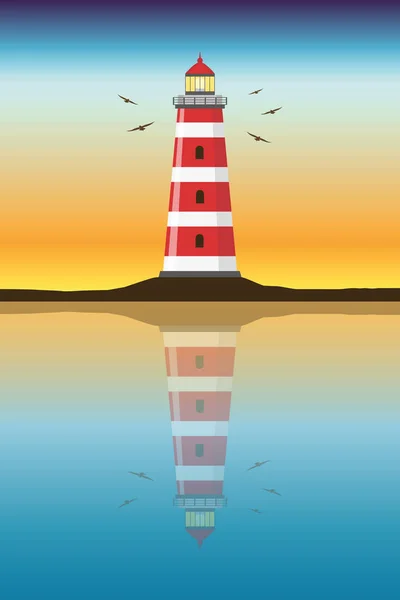 Reflet de phare dans une mer — Image vectorielle