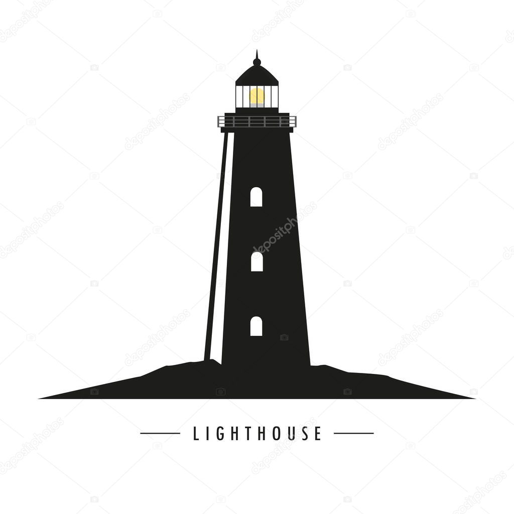 lighthouse silhouette icon isolated on white