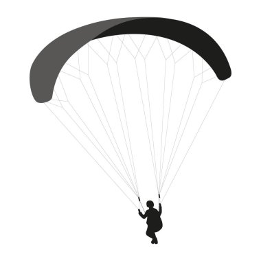 Beyaz arkaplanda paraşüt silueti izole edildi