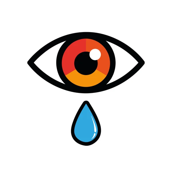 Red dry eye with drop opthalmology icon — Stock Vector