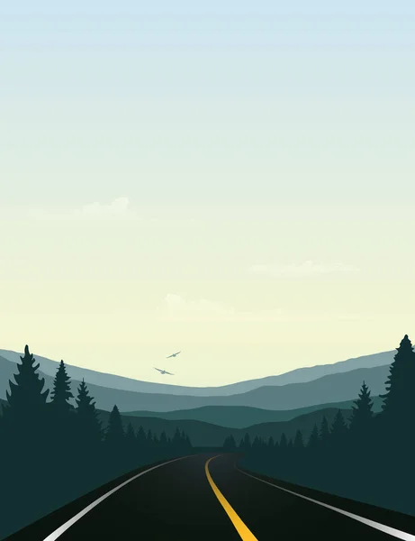 Estrada viagem asfalto estrada nas montanhas — Vetor de Stock