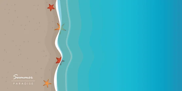 Stelle marine sulla spiaggia delle vacanze estive con sfondo acquatico — Vettoriale Stock