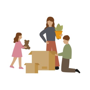 Aile taşınırken kutu paketler