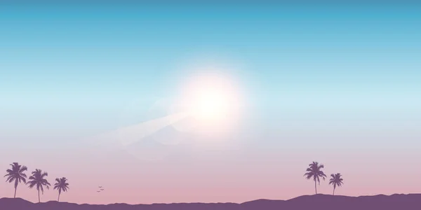Paysage tropical avec des palmiers par une journée ensoleillée — Image vectorielle