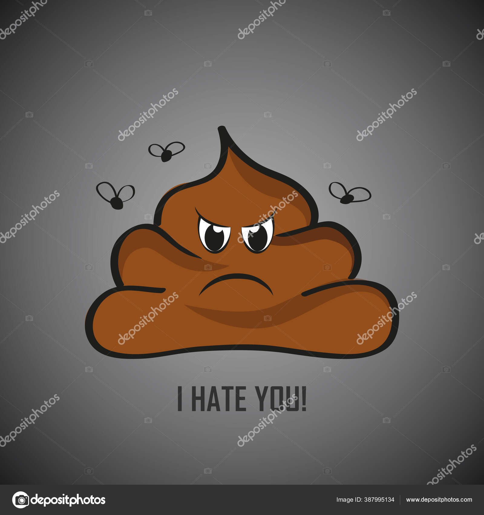 Angry poop with face hate you cartoon Stock Vector by