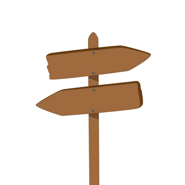 Flecha de canto de madera en blanco aislado en blanco — Vector de stock