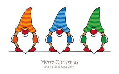 Mutlu noel tebrik kartları şirin komik cüceler