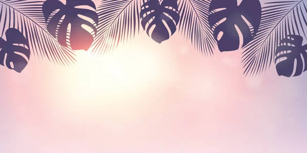 Palmy silueta na slunný den letní dovolená design — Stockový vektor