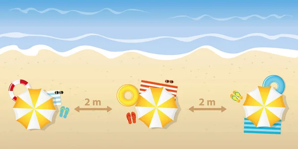 Туристичний пляжний відпочинок з безпечною відстанню — стоковий вектор