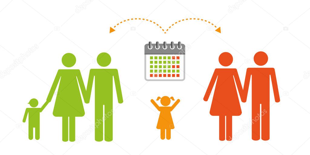 colorful patchwork family time management pictogram