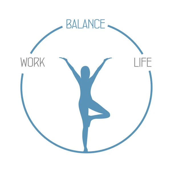 Ioga menina trabalho equilíbrio vida círculo saudável estilo de vida — Vetor de Stock