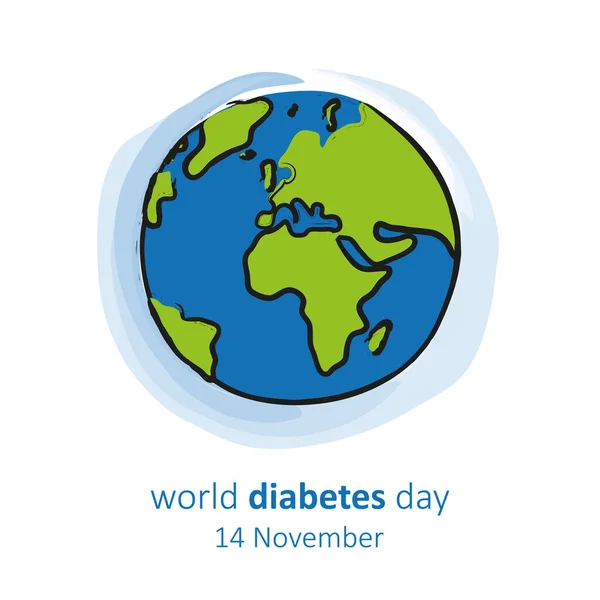 세계 당뇨병의 날 청색 지구 — 스톡 벡터