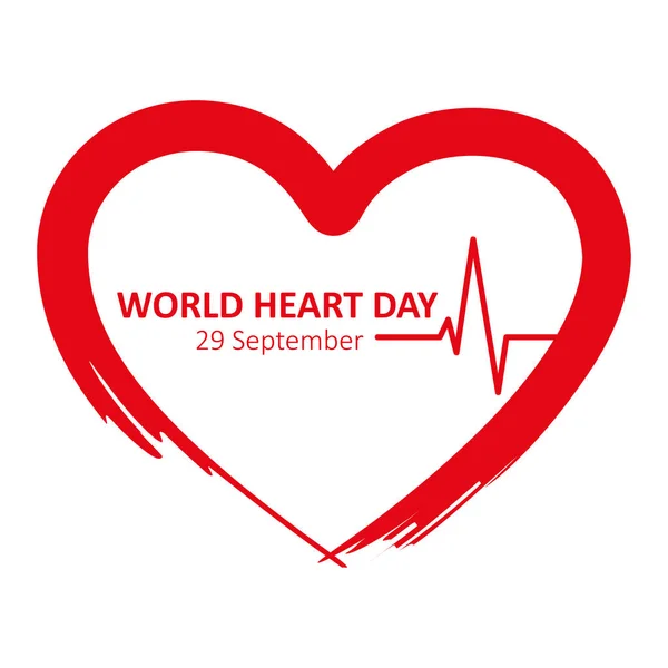 Всесвітній день серця 29 вересня червоний серцебиття — стоковий вектор