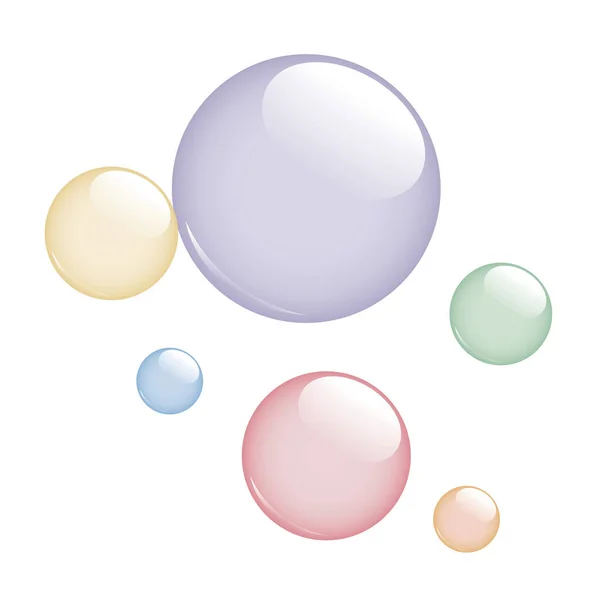 Colorful soap bubbles isolated on white background — Stock Vector