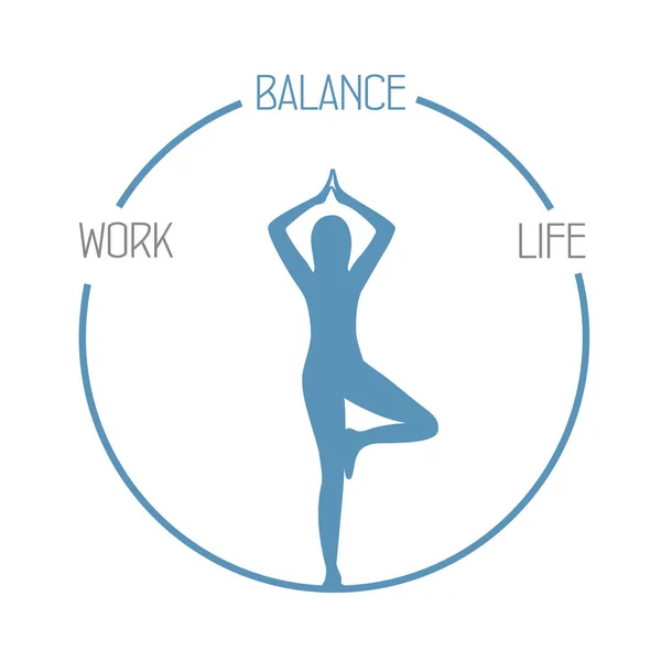 瑜伽女孩工作生活平衡圈健康的生活方式 — 图库矢量图片