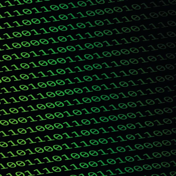 Digitaler Binärcode auf schwarzem Hintergrund — Stockvektor