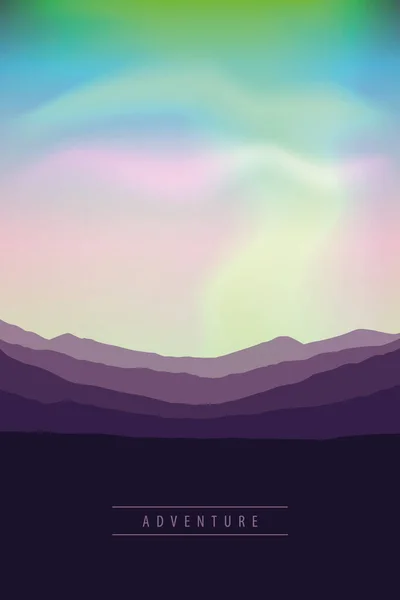 สวยงาม aurora borealis พื้นหลังท้องฟ้าสีสัน — ภาพเวกเตอร์สต็อก
