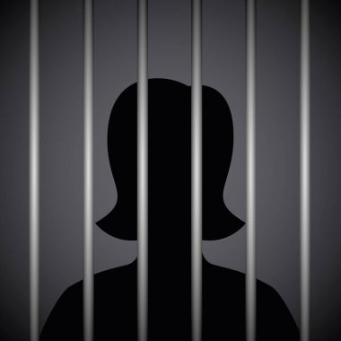 Hapisteki bir kadın parmaklıkların arkasında siluet
