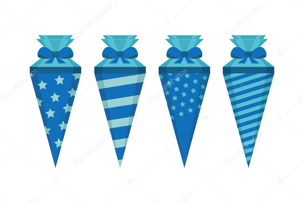 blue pattern school cone set isolated