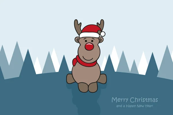 Cute deer christmas greeting card — Stock Vector