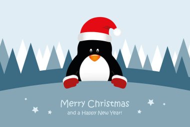 Sevimli penguen Noel tebrik kartı