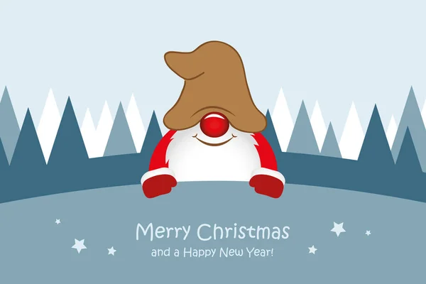 可爱的圣诞小矮人贺卡 — 图库矢量图片