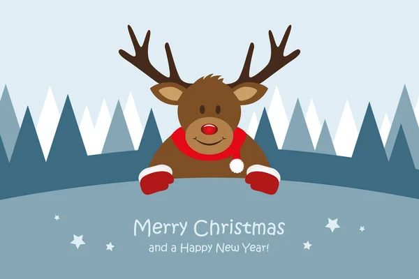 Cute deer christmas greeting card — Stock Vector