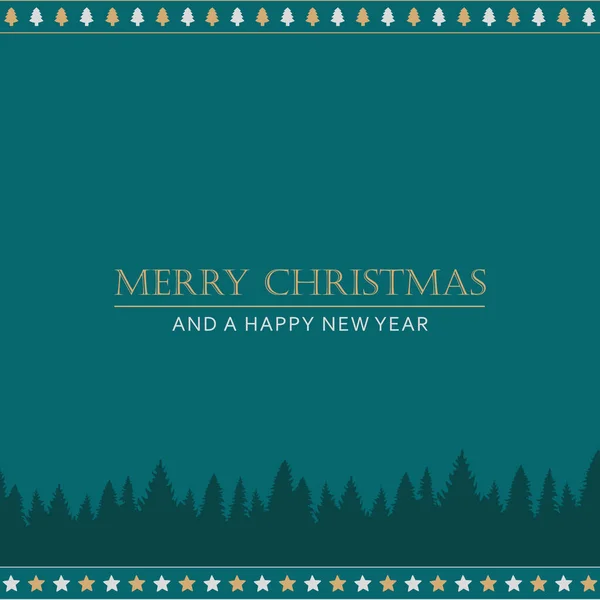Grüne Weihnachtsgrußkarte mit Bäumen — Stockvektor