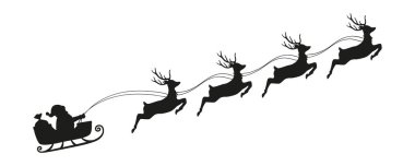 Noel Baba 'nın Noel kızağında ren geyiği siluetiyle