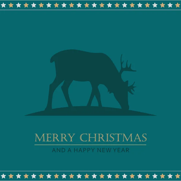 Vánoční přání s jeleny a hvězdami — Stockový vektor