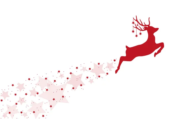 Yıldıztozu Noel tasarımı ile atlayan geyik — Stok Vektör