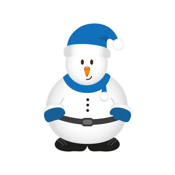 Roztomilý vánoční sněhulák karikatura izolované na bílém — Stockový vektor