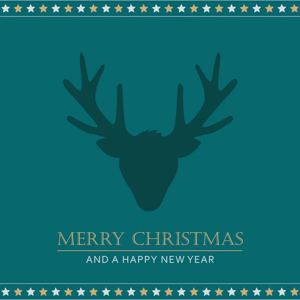 Vánoční přání s jeleny a hvězdami — Stockový vektor