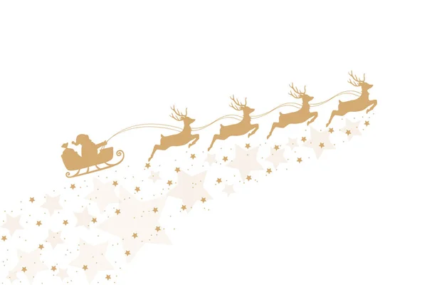 Banner de navidad santa claus en un trineo con renos — Vector de stock