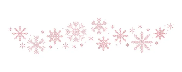 Snowflakes and stars border isolated on white background — Stock Vector