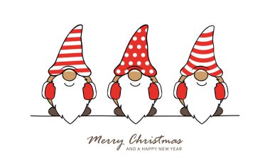 Noel tebrik kartı ve şirin noel cücesi.