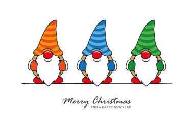 Noel tebrik kartı ve şirin noel cücesi.